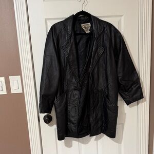 Marvin Richards Black Leather Trench Coat